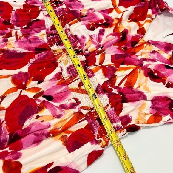 Tinsel Pink Floral Splash Maxi Dress Short Sleeve Elasticized Waist New Size 12P - Picture 7 of 13